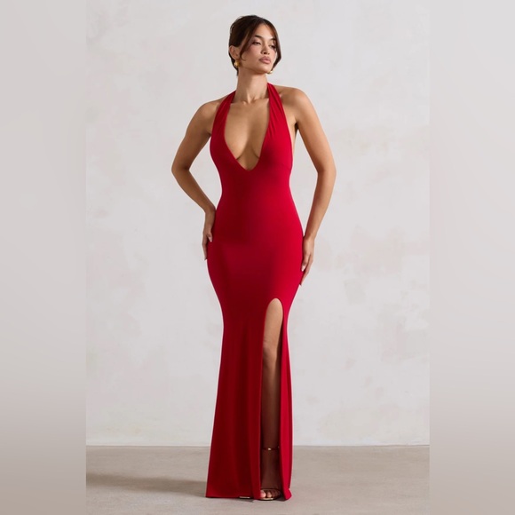 Club L london red backless maxi dress NWOT - Picture 1 of 7